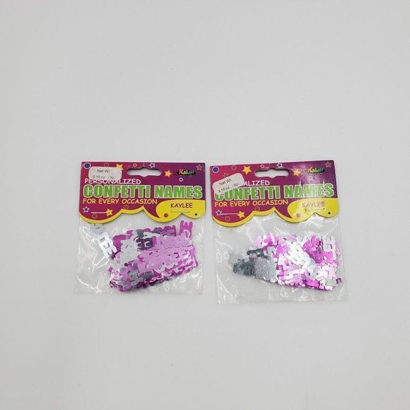 Kalan Other - Kaylee Name Confetti Personalized Pink & Silver Kalan 2 Packs Party Supply Foil